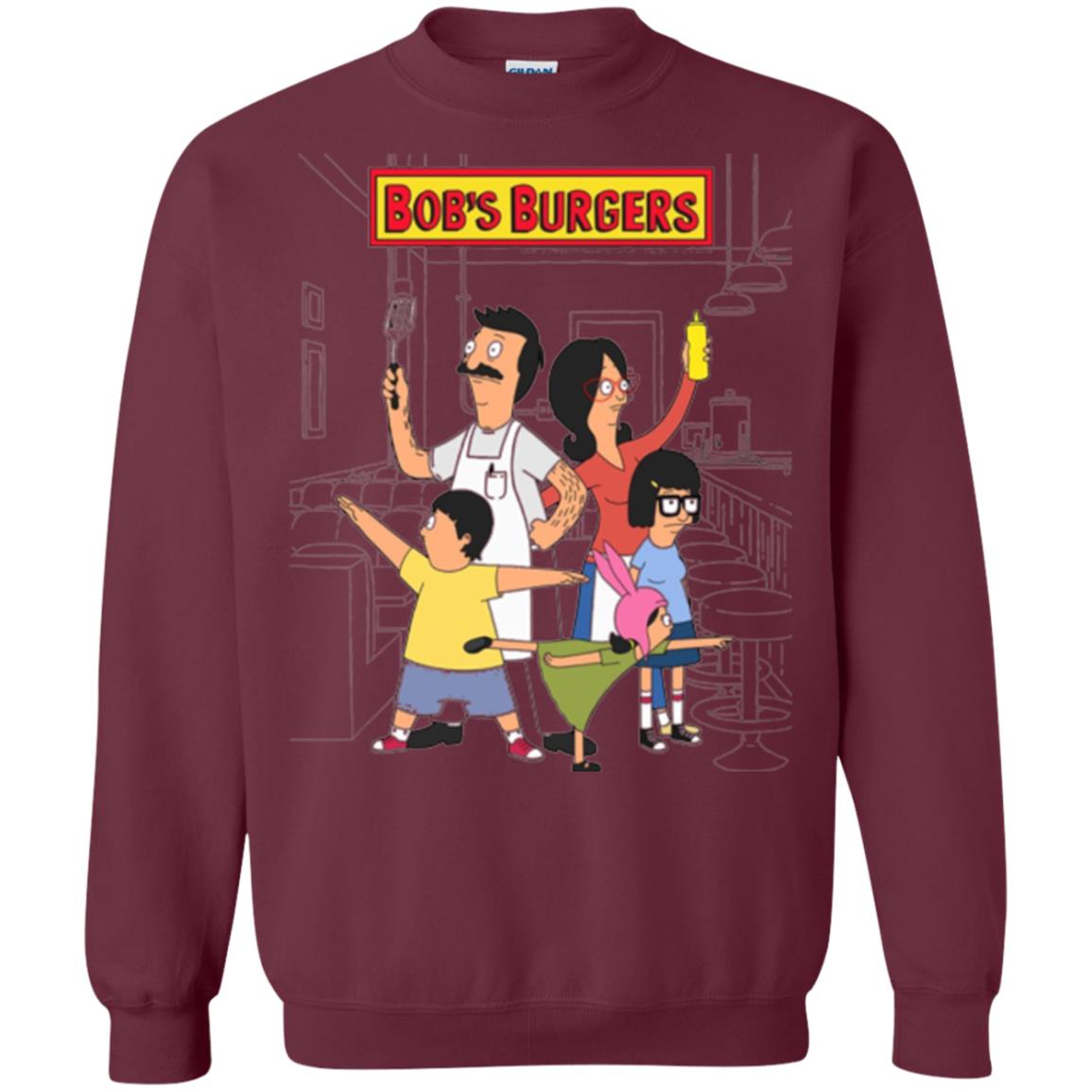 Family Group Hero Pose T-shirt Bob_s Burgers Maroon