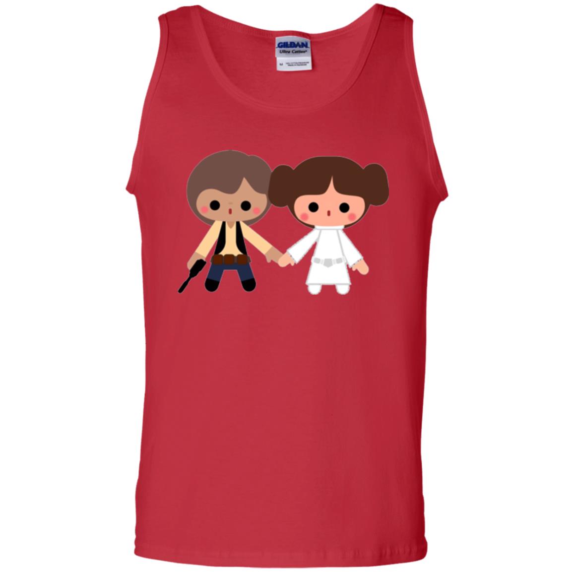 Cartoon T-shirt Han Solo Princess Leia Red