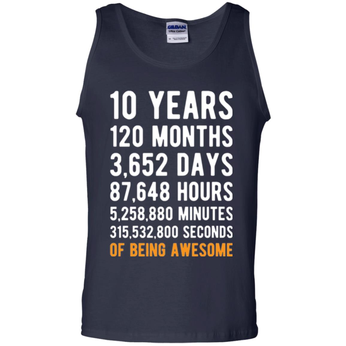 Birthday T-shirt 10 Years Old Of Being Awesome Navy
