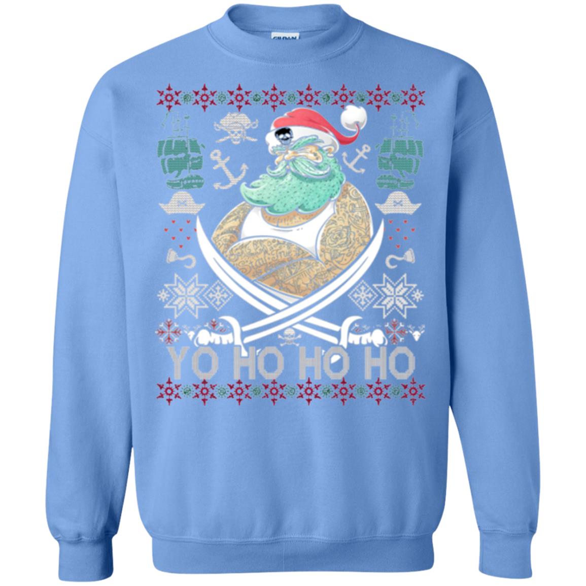 Christmas T-shirt Santa Pirate Carolina Blue