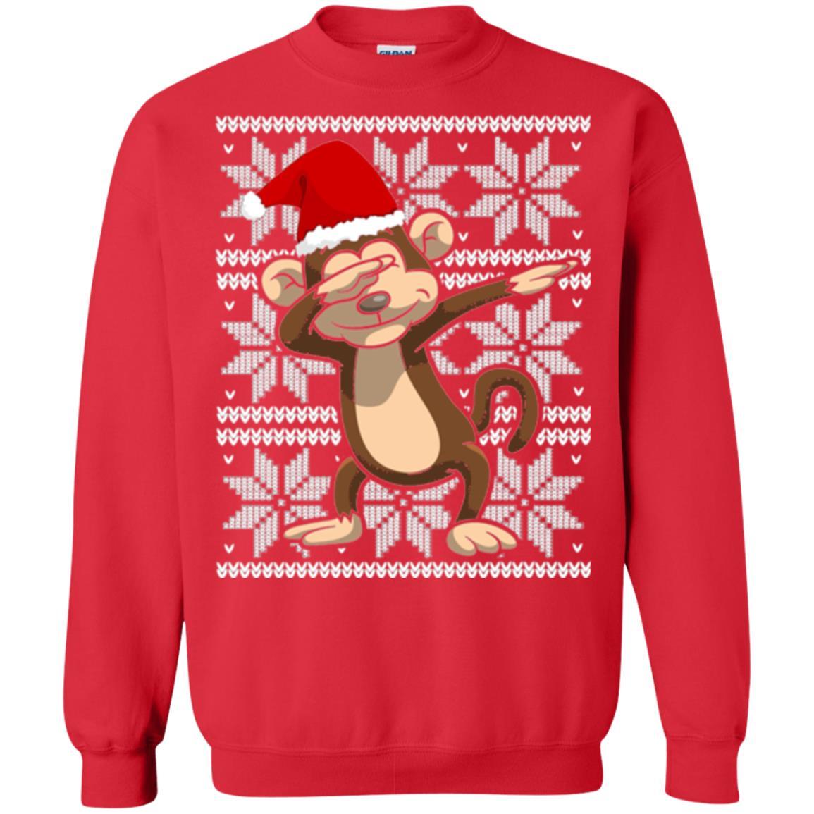 Christmas T-shirt Dabbing Monkey Red