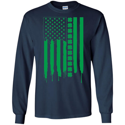 Irish American Flag St Patrick_s Day T-shirt Navy
