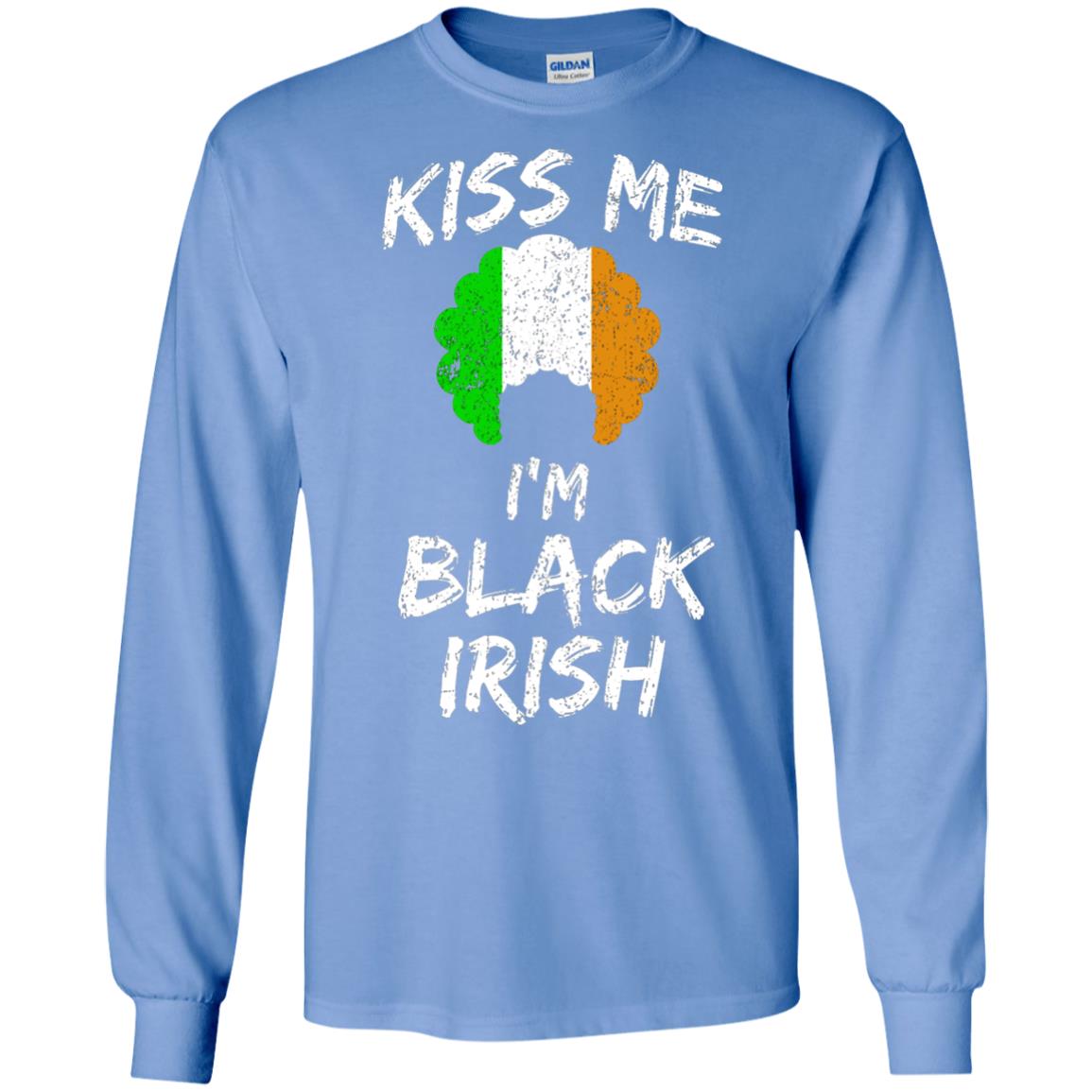 Kiss Me I_m Black Irish Funny St Patrick_s Day T-shirt Carolina Blue