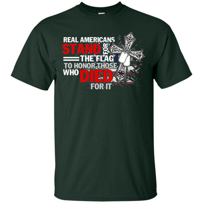 Real Americans Stand For The Flag To Honor Those Who Died For It Veteran Shirt Forest