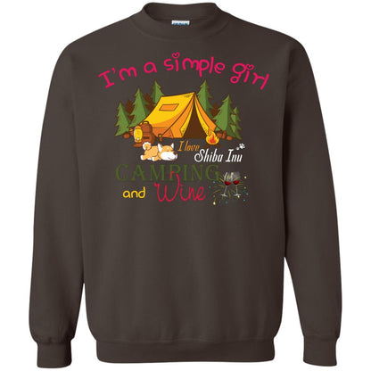 I’m A Simple Girl I Love Shiba Inu Camping And Wine Shirt Dark Chocolate