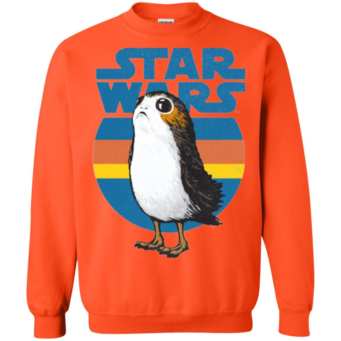 Film T-shirt Star Wars Last Jedi Porg Retro Stripes Logo Graphic Orange
