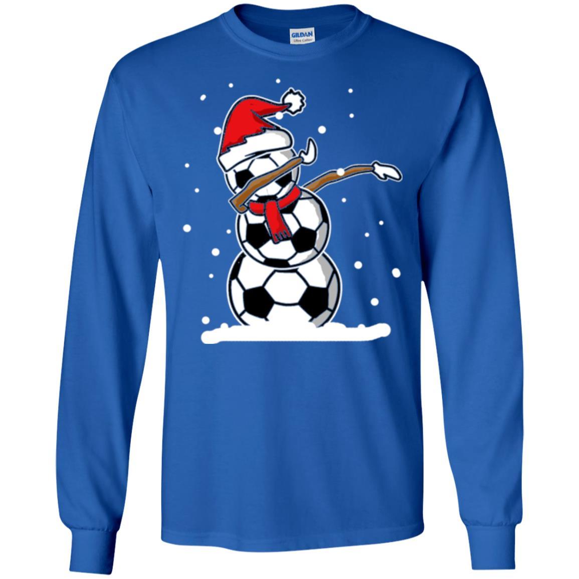 Christmas T-shirt Dabbing Snowman Soccer Royal