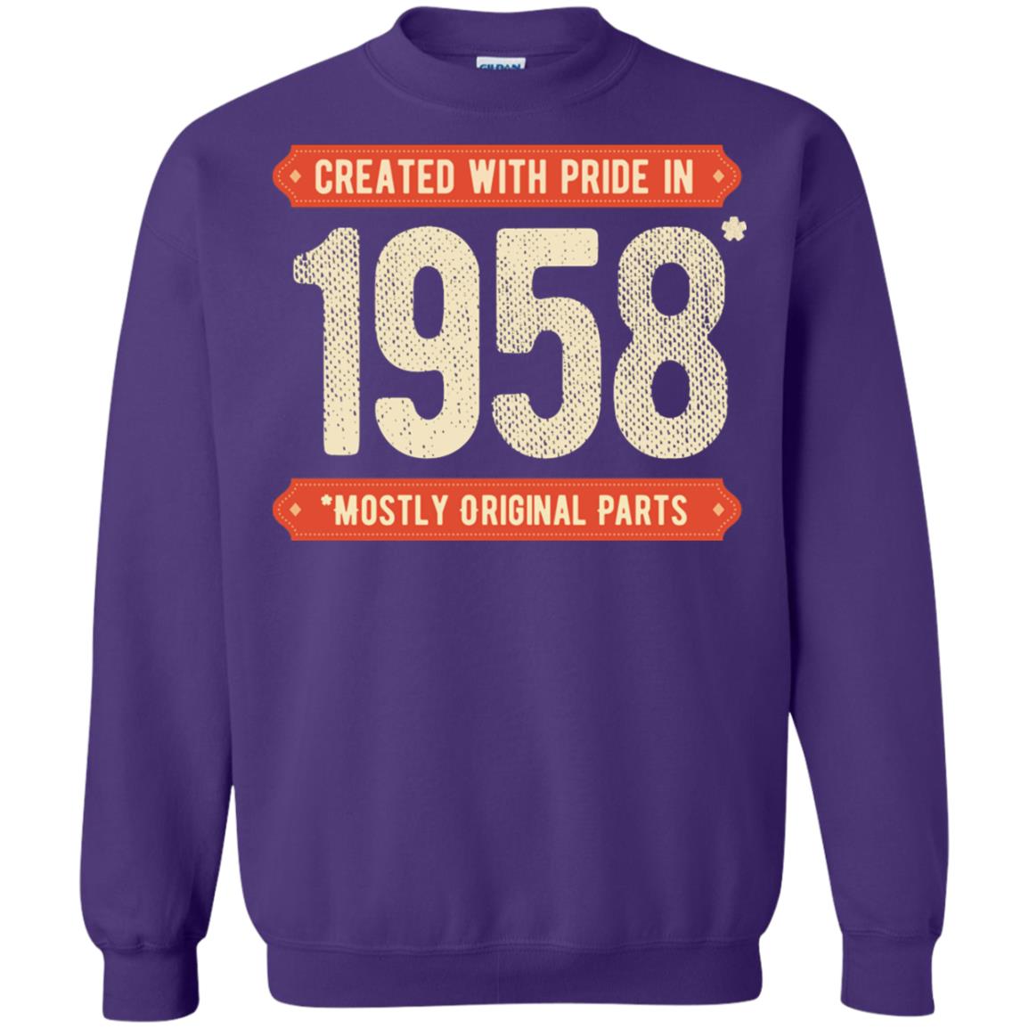 Created With Pride In 1958 Mostly Original Parts 60th Birthday T-shirt Purple