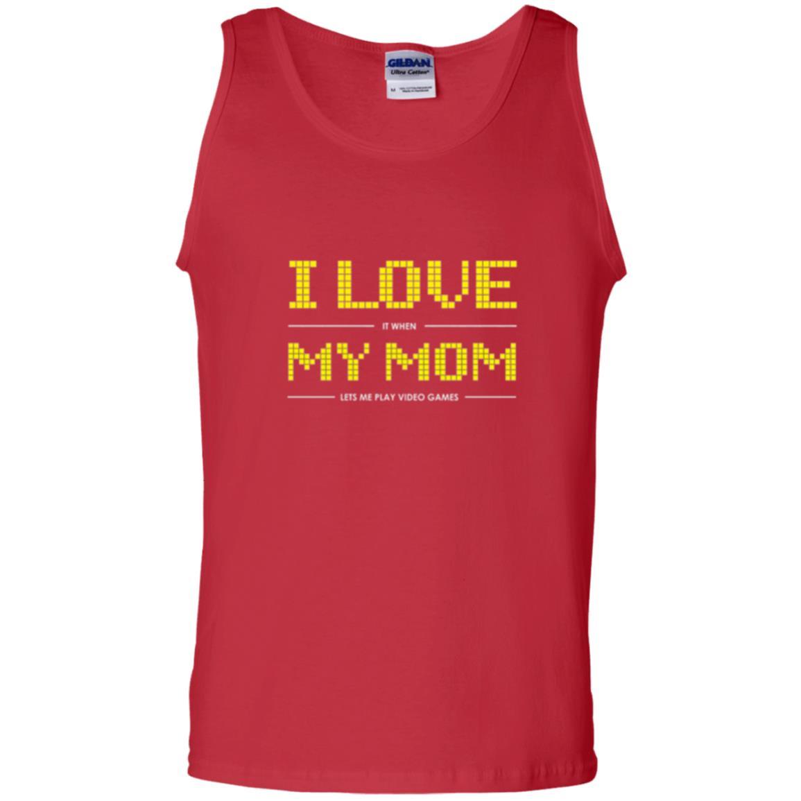 Family T-shirt I Love My Mom Let's Me Play Video Games Red