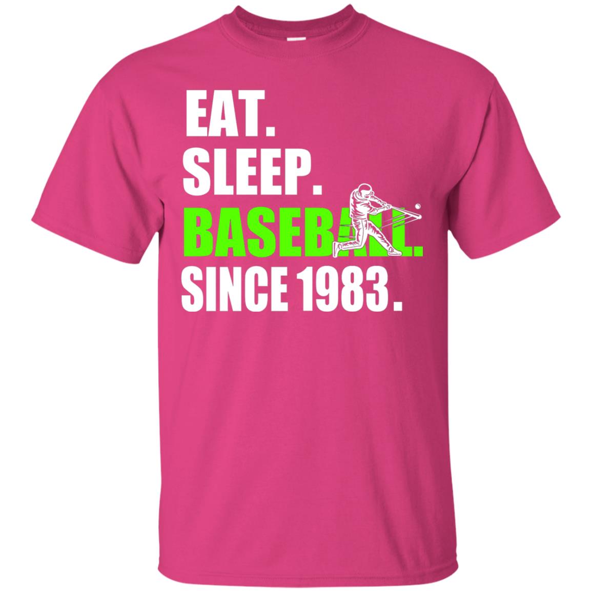 Eat Sleep Baseball Since 1983 35th Birthday Shirt Heliconia