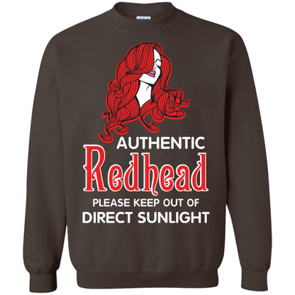 Authentic Redhead Please Keep Out Of Direct Sunlight Cool Redhead Gift Shirt For Girls Dark Chocolate