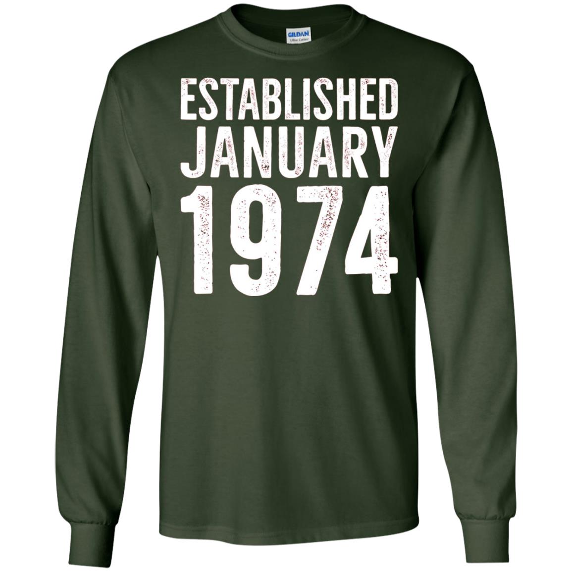 Established January 1974 43rd Birthday T-shirt Forest Green