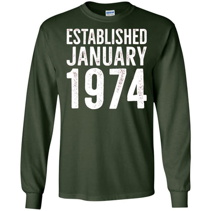 Established January 1974 43rd Birthday T-shirt Forest Green