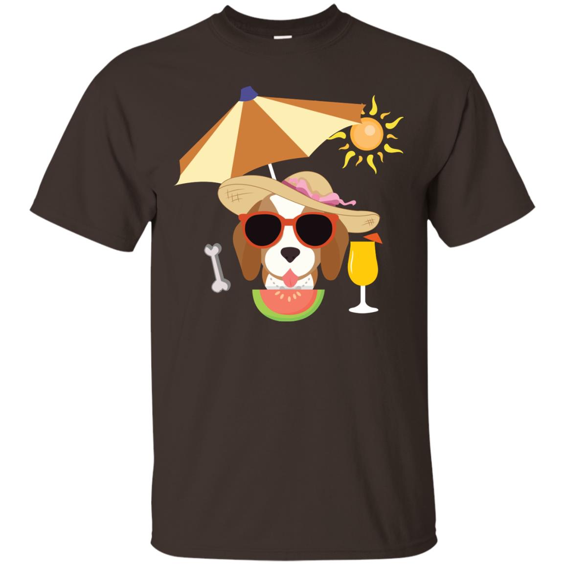 Summer With Beagle Dog Lovers Shirt Dark Chocolate