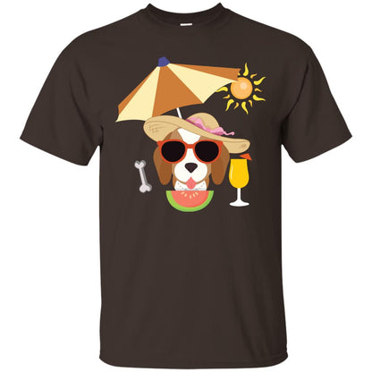 Summer With Beagle Dog Lovers Shirt Dark Chocolate