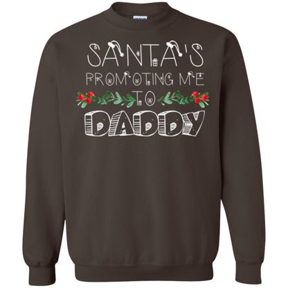 Family Christmas T-shirt Santa's Promoting Me To Daddy Dark Chocolate