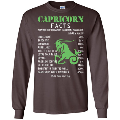 Capricorn Facts 1 Awesome Zodiac Sign Gift Shirt For Capricorn Horoscope Dark Chocolate