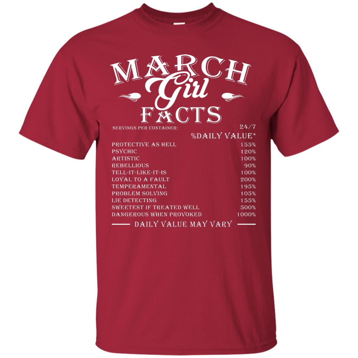 March Girl Facts Facts T-shirt Cardinal