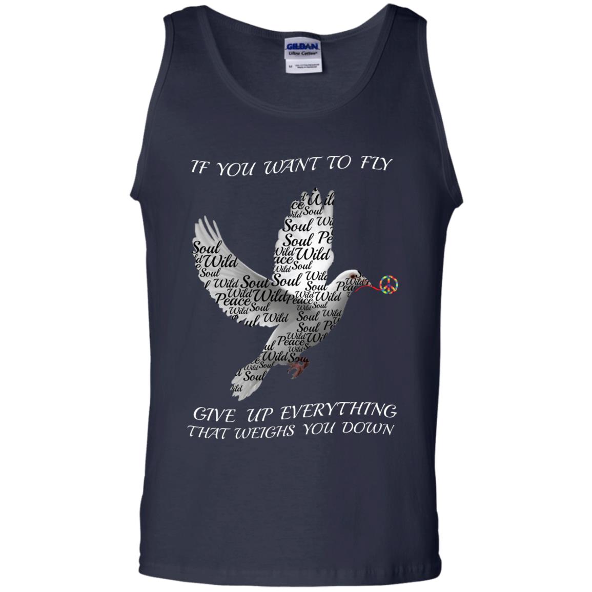If You Want To Fly Give Up Everything That Weighs You Down Peace Sign Shirt Navy