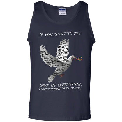 If You Want To Fly Give Up Everything That Weighs You Down Peace Sign Shirt Navy