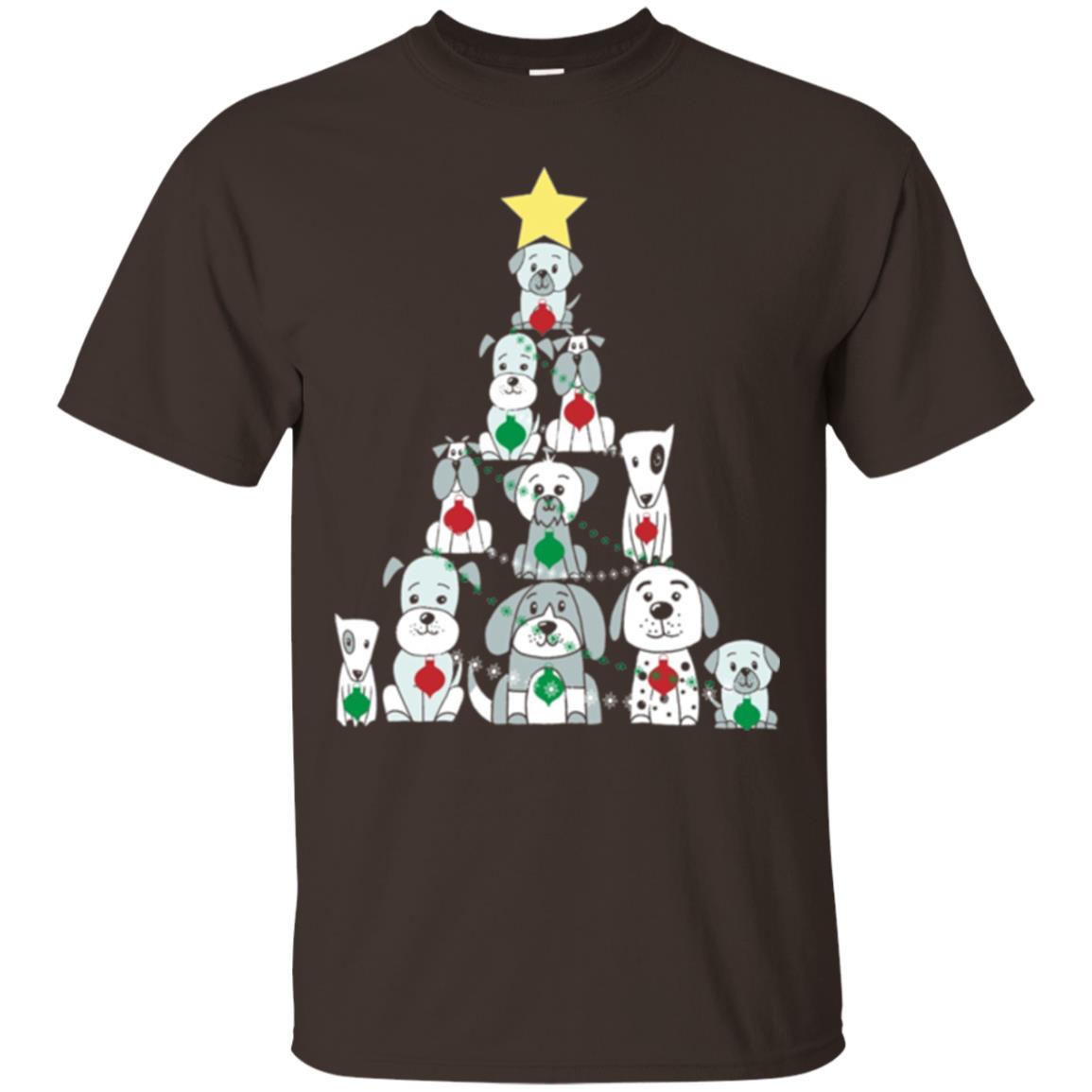 Dogs Lovers T-shirt Christmas Tree By Dogs Dark Chocolate
