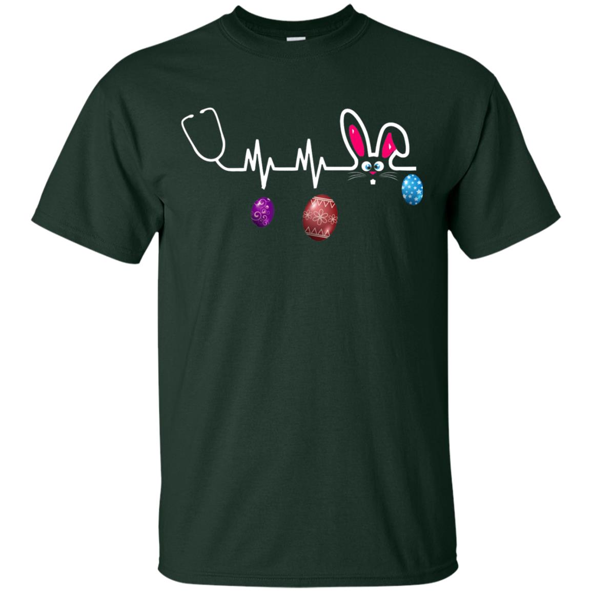 Heartbeat Nurse Doctor Easter Bunny Shirt Forest