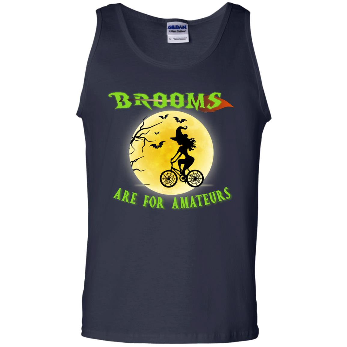 Brooms Are For Amateurs Witches Ride A Bicycle Funny Halloween Shirt Navy