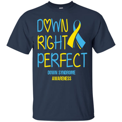 Down Right Perfect Down Syndrome Awareness T-shirt Navy