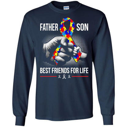 Father And Son Best Friends For Life Autism Awareness T-shirt Navy