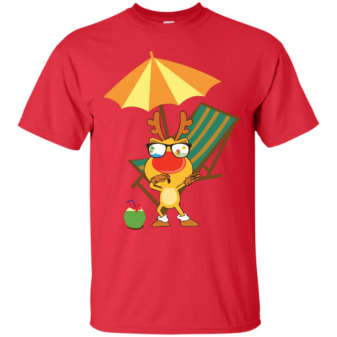 Dabbing Reindeer With Sunglasses Celebrate Xmas In July 2018 Shirt Red