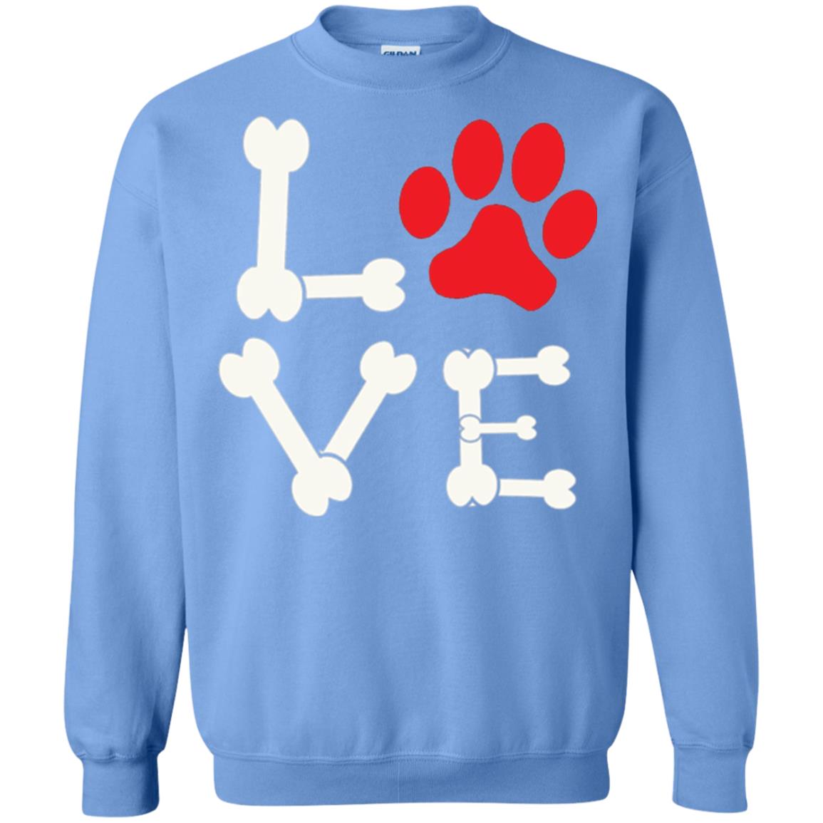 Love My Dog Red Pawprint Dog Bones T-shirt Carolina Blue