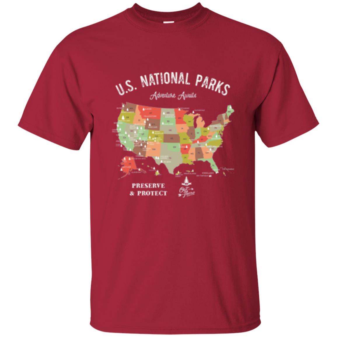 Hiking Camping T-shirt National Park Map Vintage T-shirt Cardinal