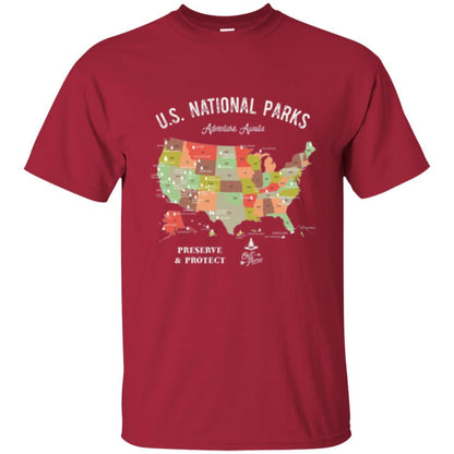 Hiking Camping T-shirt National Park Map Vintage T-shirt Cardinal