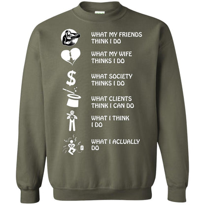 What My Friends Thinks I Do What My Wife Thinks I Do What Society Thinks I Do What Clients Thinks I Can Do What I Think I Do What I Actually Do Military Green