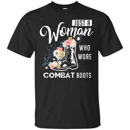 Just A Woman Who More Combat Boots Female Veteran T-shirt Black