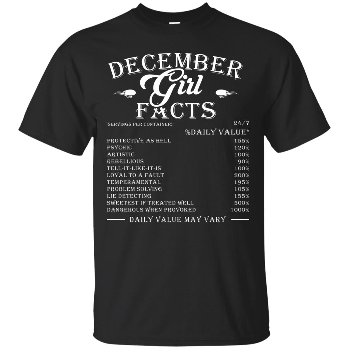 December Girl Facts T-shirt Black
