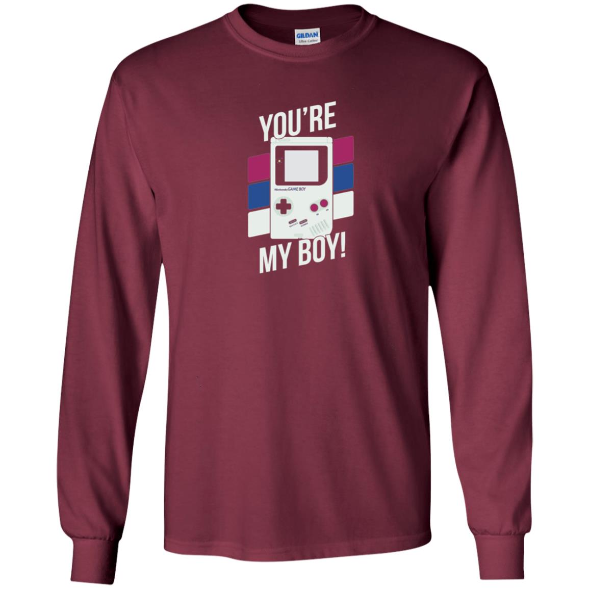 You_re My Boy Stripe Graphic Game Shirt For Boy Maroon