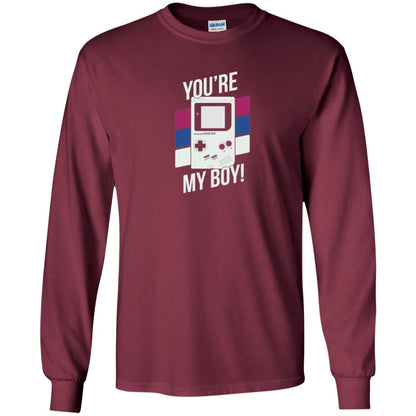 You_re My Boy Stripe Graphic Game Shirt For Boy Maroon