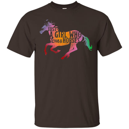 Just A Girl Who Loves Horses Equestrian T-shirt Dark Chocolate