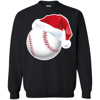 Baseball With Santa Claus Hat X-mas Shirt For Baseball Lovers Black