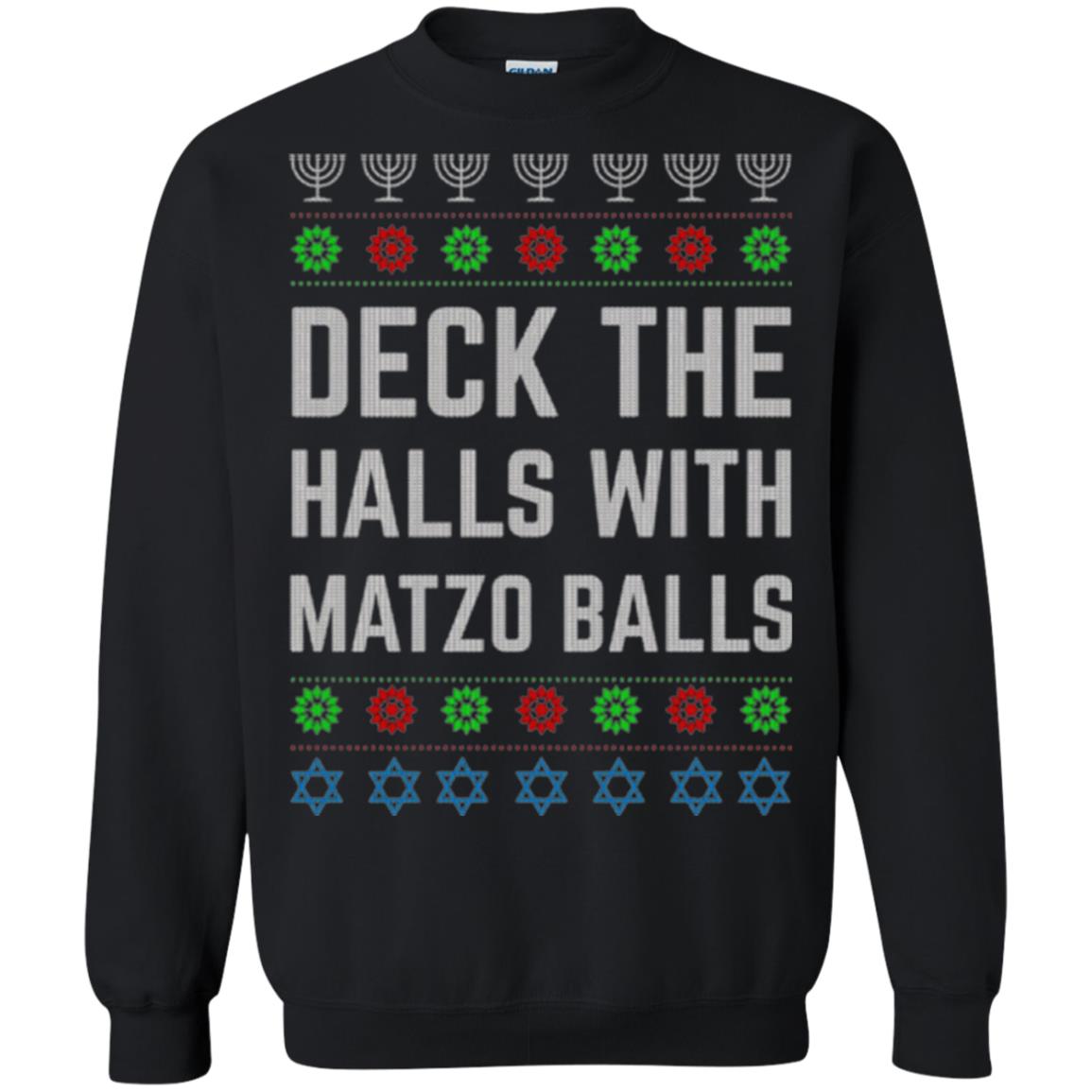 Christmas T-shirt Deck The Halls With Matzo Balls Black