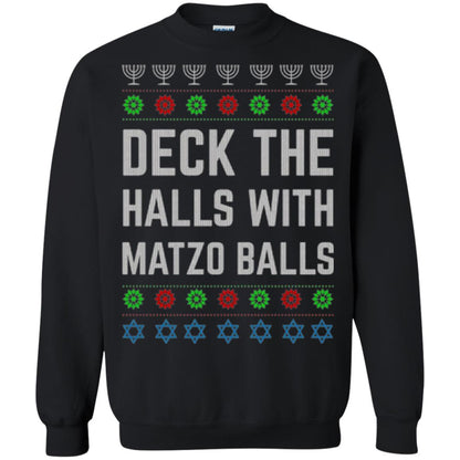 Christmas T-shirt Deck The Halls With Matzo Balls Black