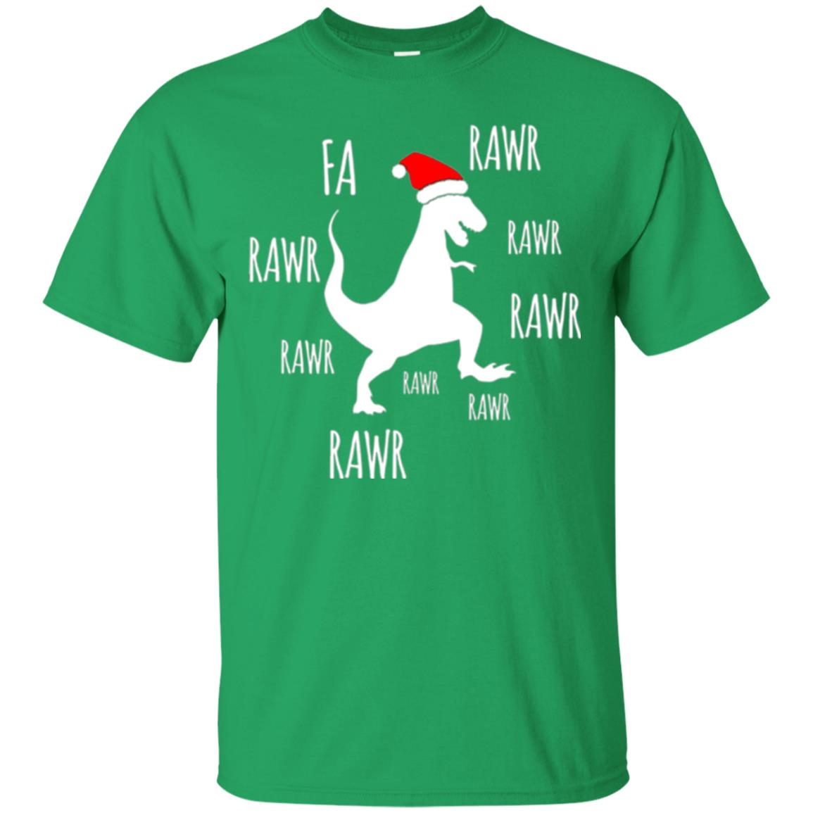 Christmas T-shirt Fa Rawr Rawr Funny T-rex Dinosaur Irish Green