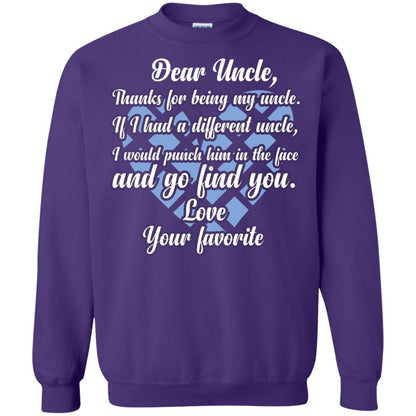Dear Unclethank For Being My Uncle Family T-shirt Purple