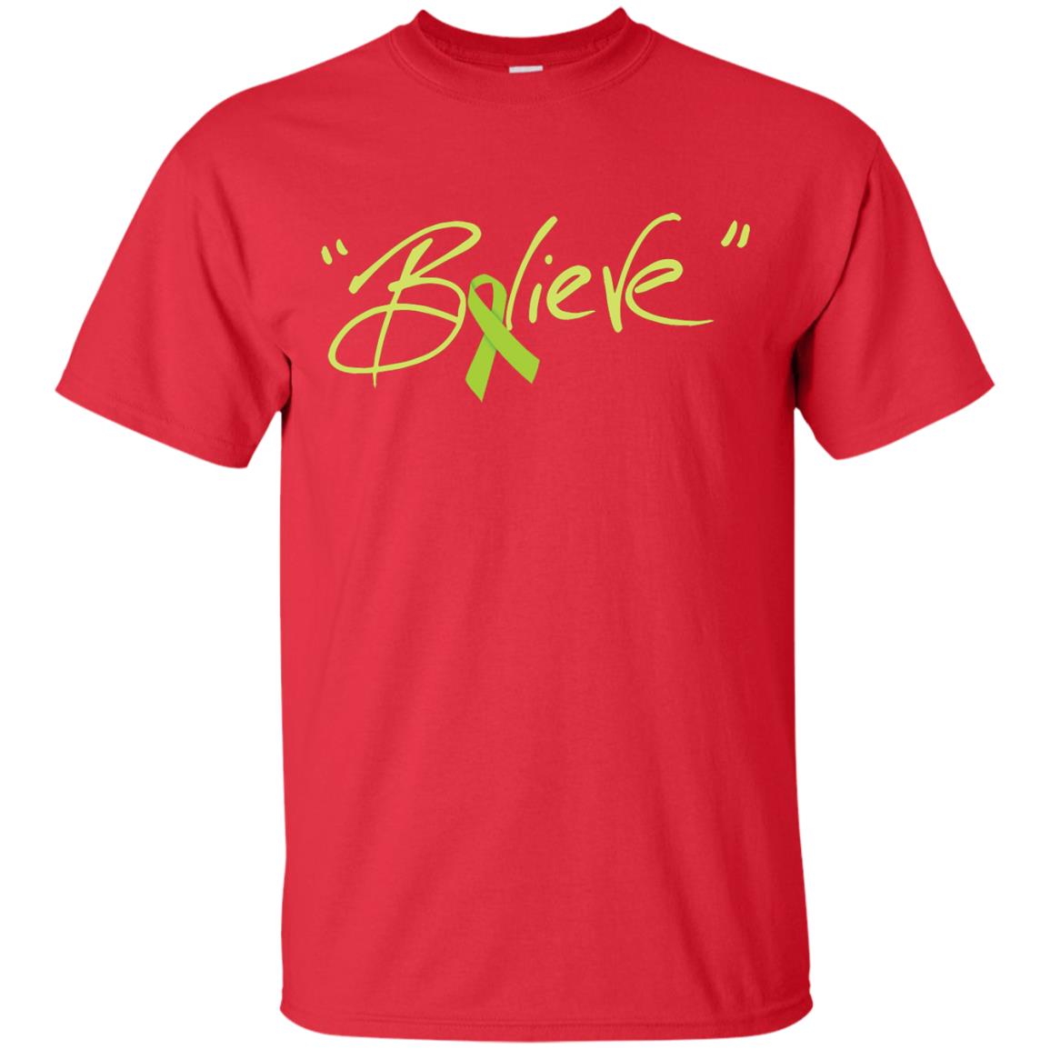 Lymphoma Symptoms Awareness Shirt Lime Ribbon Believe Red
