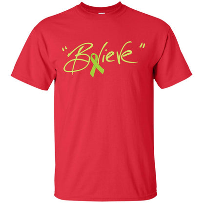 Lymphoma Symptoms Awareness Shirt Lime Ribbon Believe Red