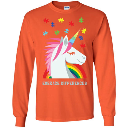 Autism Awareness Shirt Unicorn Puzzle Embrace Differences Orange