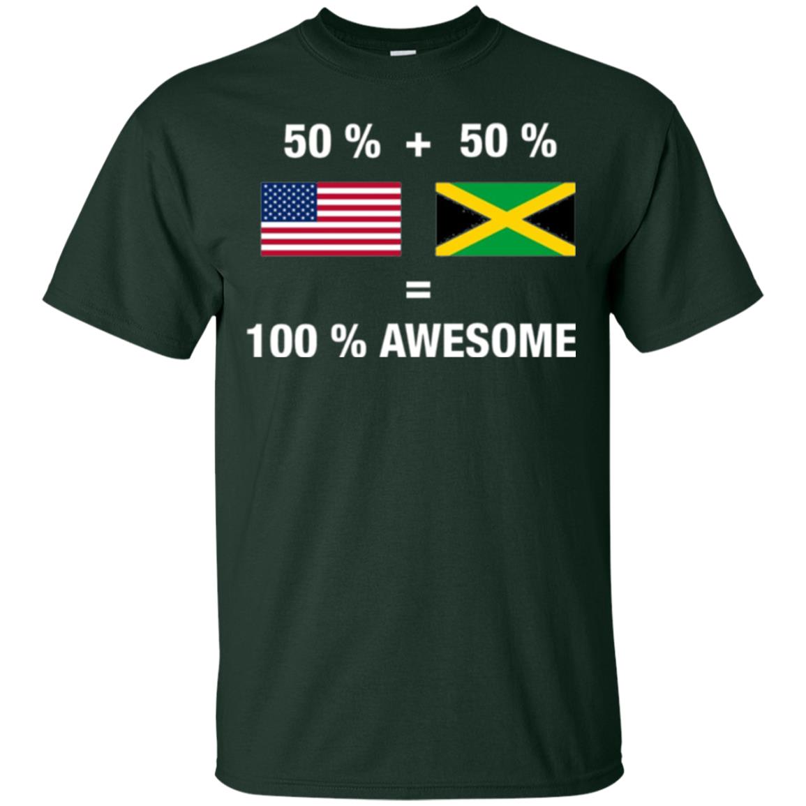 Half Jamaican Half American 100_ Jamaica Flag T-shirt Forest Green