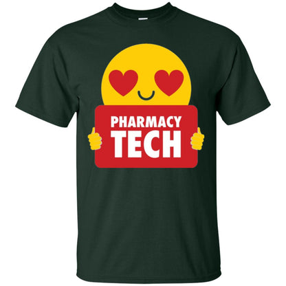 Pharmacy Tech T-shirt Heart Eye Emoji Forest Green
