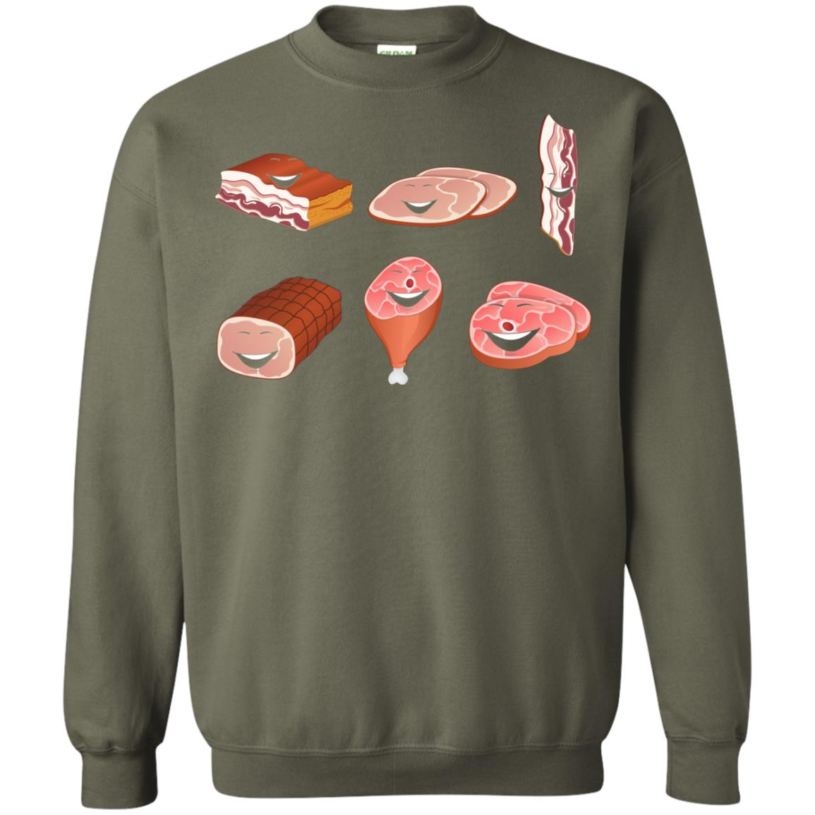 Funny Bbq T-shirt Meat Family Military Green